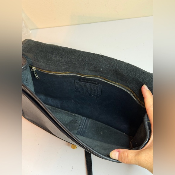 Coach Vintage Penny Pocket Purse Black Leather Crossbody Bag - Picture 12 of 12